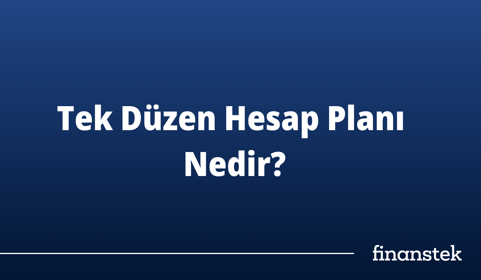 Tek Düzen Hesap Planı Nedir?